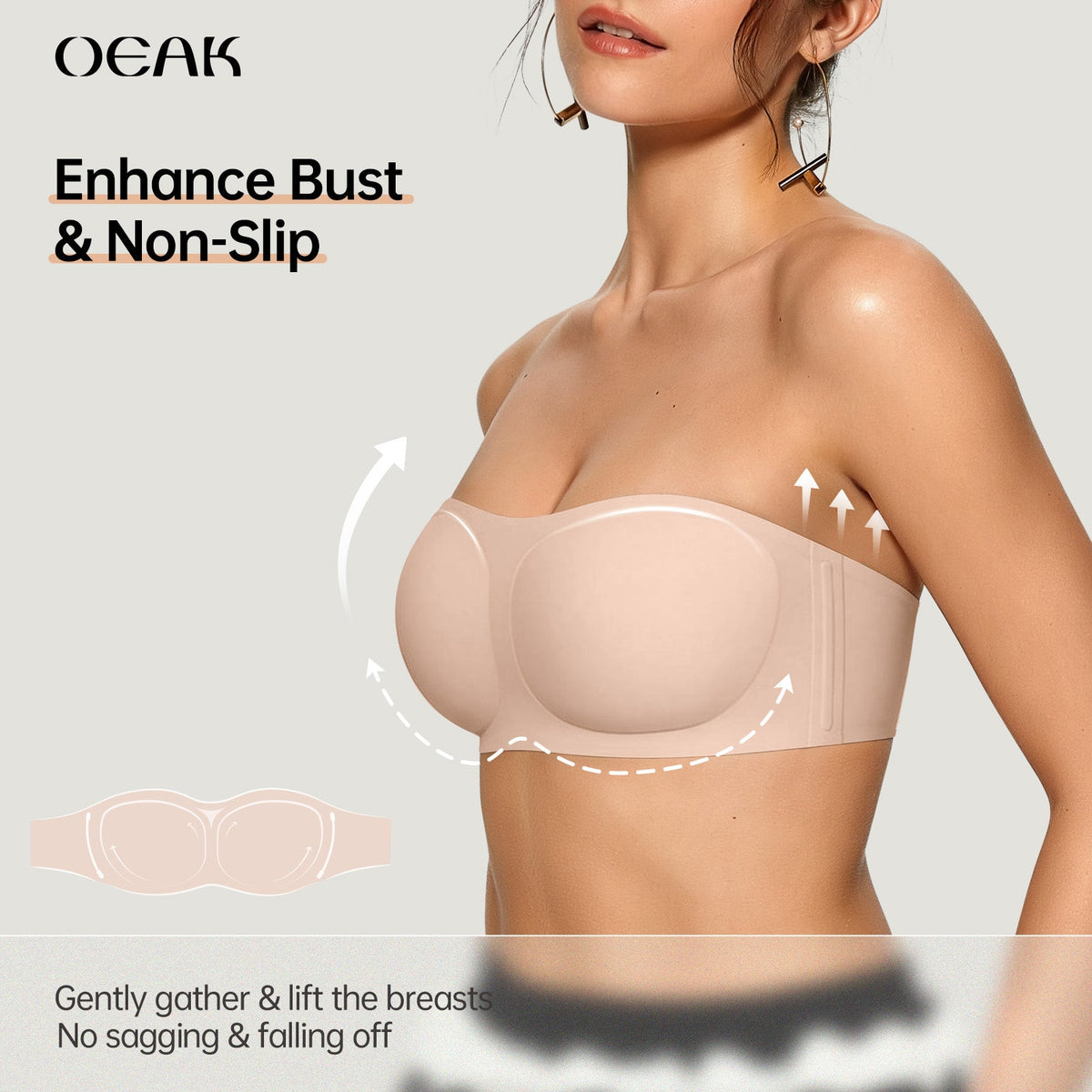 Strapless Non Slip Bandeau Jelly Bra