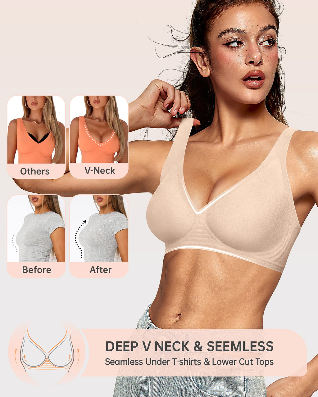 Oeaky Deep V Jelly Bra No Underwire